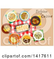 Poster, Art Print Of Table With Belgian Cuisine And Text