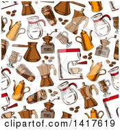 Clipart Of A Seamless Background Pattern Of Coffee Royalty Free Vector Illustration