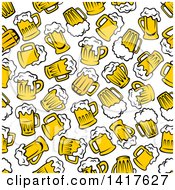 Poster, Art Print Of Seamless Background Pattern Of Beer Mugs
