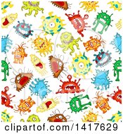 Poster, Art Print Of Seamless Background Pattern Of Monsters