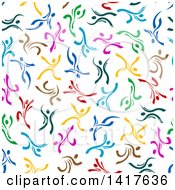 Clipart Of A Seamless Background Pattern Of Ribbon Dancers Royalty Free Vector Illustration