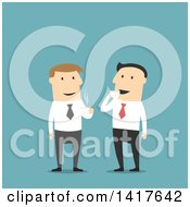 Clipart Of Flat Design Caucasian Business Men Talking On Coffee Break On Blue Royalty Free Vector Illustration by Vector Tradition SM
