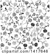 Poster, Art Print Of Seamless Background Pattern Of Black And White Roses