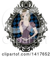 Clipart Of A Halloween Zombie Rapunzel Princess In An Ornate Frame Royalty Free Vector Illustration by Pushkin