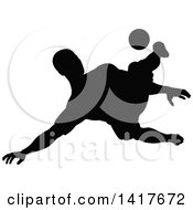 Poster, Art Print Of Black Silhouetted Male Soccer Player In Action