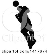 Poster, Art Print Of Black Silhouetted Male Soccer Player In Action