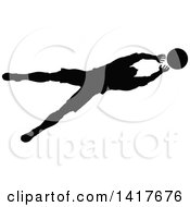 Poster, Art Print Of Black Silhouetted Male Soccer Player In Action