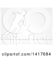 Clipart Of A Silhouette Of A Soccer Football Player About To Kick The Ball Royalty Free Vector Illustration