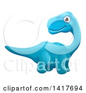 Poster, Art Print Of Cute Blue Apatosaurus Dinosaur