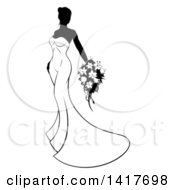 Poster, Art Print Of Silhouetted Black And White Bride In Her Gown