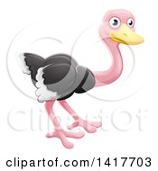 Clipart Of A Cartoon Cute African Safari Ostrich Bird Royalty Free Vector Illustration