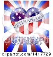 Poster, Art Print Of Veterans Day Honoring All Who Serverd Design With An American Heart And Burst