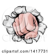 Clipart Of A Cartoon Fist Punching A Hole Through A Wall Royalty Free Vector Illustration