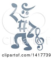 Clipart Of A Music Note Notation Man Dancing Royalty Free Vector Illustration by AtStockIllustration