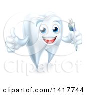 Clipart Of A Happy White Tooth Character Holding A Tube Of Toothpaste And Giving A Thumb Up Royalty Free Vector Illustration