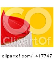 Poster, Art Print Of Cropped Cupcake With Red Icing On A Yellow Background