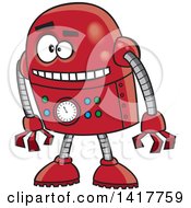 Poster, Art Print Of Cartoon Red Robot Leaning Forward