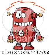 Poster, Art Print Of Cartoon Red Robot Experiencing A Short