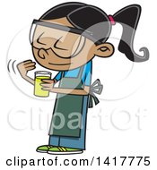 Clipart Of A Cartoon School Girl Looking At A Smelling A Chemical In Science Class Royalty Free Vector Illustration by toonaday