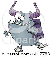 Poster, Art Print Of Cartoon Happy Monster Going Back To School