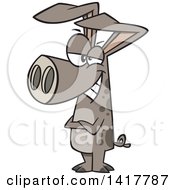 Clipart Of A Cartoon Skinny Smug Pig Standing With Folded Arms Royalty Free Vector Illustration by toonaday