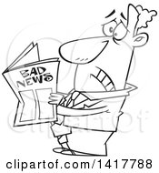 Poster, Art Print Of Cartoon Black And White Businessman Reading Bad News