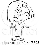 Poster, Art Print Of Cartoon Black And White Girl Shrugging And Not Understanding
