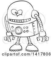 Poster, Art Print Of Cartoon Black And White Robot Leaning Forward