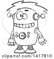 Poster, Art Print Of Cartoon Black And White Robot Experiencing A Short