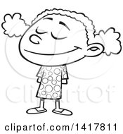 Poster, Art Print Of Cartoon Black And White Happy African American School Girl Smiling