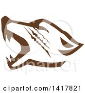 Clipart Of A Retro Brown Howling Wolf Head Royalty Free Vector Illustration