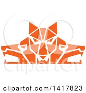 Poster, Art Print Of Retro Orange Wolf Heads Facing Front And To The Sides