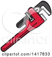 Clipart Of A Plumbing Pipe Monkey Wrench Royalty Free Vector Illustration