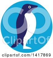 Poster, Art Print Of Retro Adelie Penguin In Profile In A Blue Circle