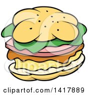 Poster, Art Print Of Cartoon Sandwich Or Hamburger