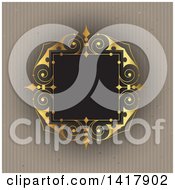 Clipart Of A Fancy Golden Frame On Cardboard Stripes Royalty Free Vector Illustration