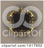 Poster, Art Print Of Fancy Golden Frame On Cardboard Stripes