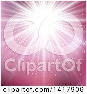 Clipart Of A Sun Burst And Pink Background Royalty Free Vector Illustration