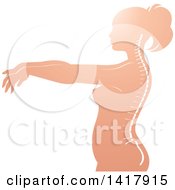 Clipart Of A Pink Silhouetted Woman In Profile With Visible Spine Royalty Free Vector Illustration by Lal Perera