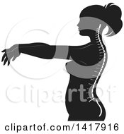 Poster, Art Print Of Black And White Silhouetted Woman In Profile With Visible Spine