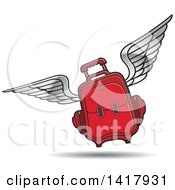 Poster, Art Print Of Red Flying Suitcase