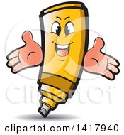 Clipart Of A Happy Yellow Marker Character Royalty Free Vector Illustration by Lal Perera