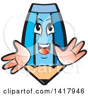 Clipart Of A Blue Pencil Character Royalty Free Vector Illustration