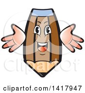 Clipart Of A Brown Pencil Character Royalty Free Vector Illustration
