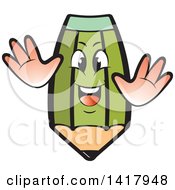 Clipart Of A Green Pencil Character Royalty Free Vector Illustration