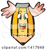 Clipart Of A Yellow Pencil Character Royalty Free Vector Illustration