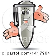 Clipart Of A Happy Pen Character Royalty Free Vector Illustration by Lal Perera