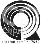 Clipart Of A Black And White Abstract Letter Q Design Royalty Free Vector Illustration