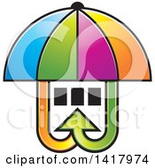 Poster, Art Print Of Colorful Umbrella Covering Windows With Arrows