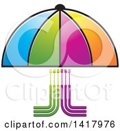 Poster, Art Print Of Colorful Umbrella Covering Circuits Or Cables